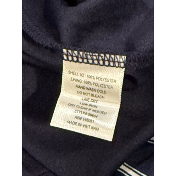 Monteau Navy Blue V-neck Striped Front Slit Sleeveless Womens Size XL Maxi Dress - Picture 6 of 10